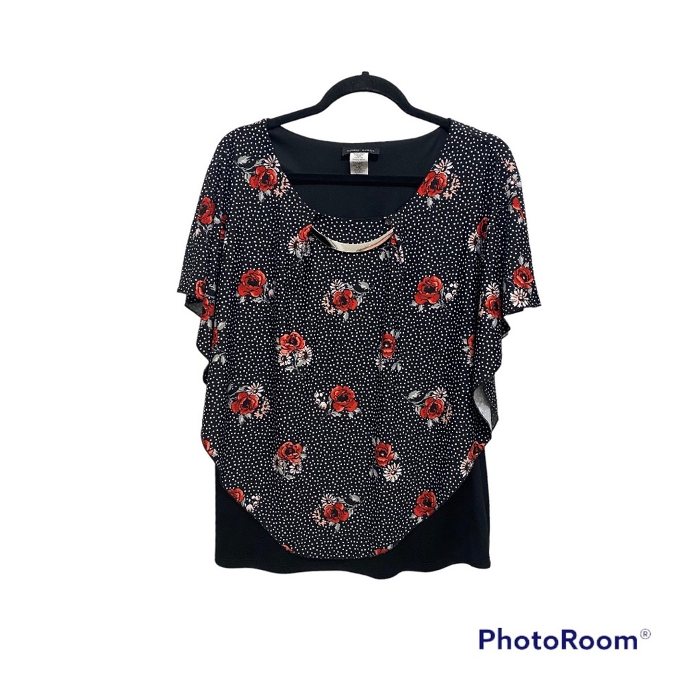 Mandy Evans Pullover Cape Lined Floral Top